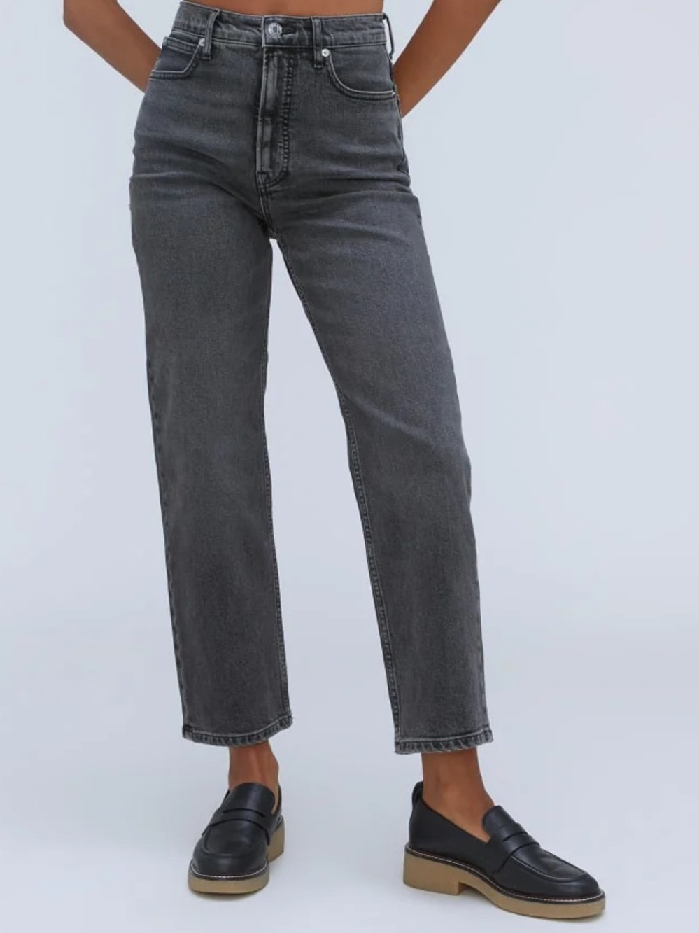 Everlane The Way High Jean Washed Black Straight Leg Cropped Jeans Size 25